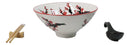 Pink Sakura Ceramic Ramen Rice Bowl With Soup Spoon Chopsticks And Rest Set