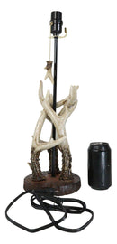 Rustic Western Entwined Stag Deer Antlers On Tree Ring Table Lamp With Shade