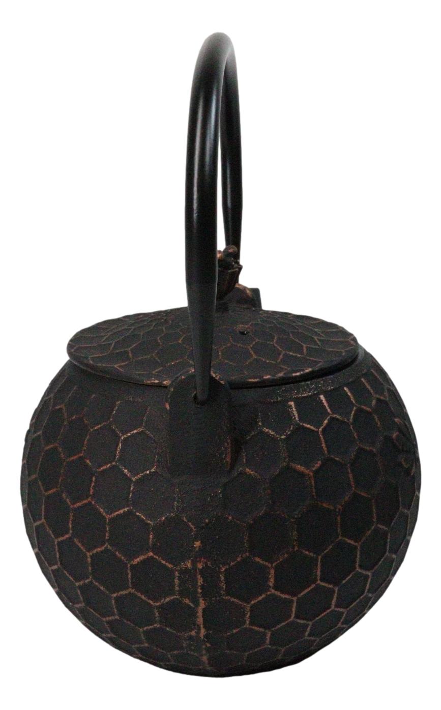 Bronze Bees With Honeycomb Design Large Cast Iron Tetsubin Teapot 60oz Tea Pot