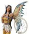 Large Native Indian Fairy Pocahontas Holding Dreamcatcher With Grey Wolf Statue