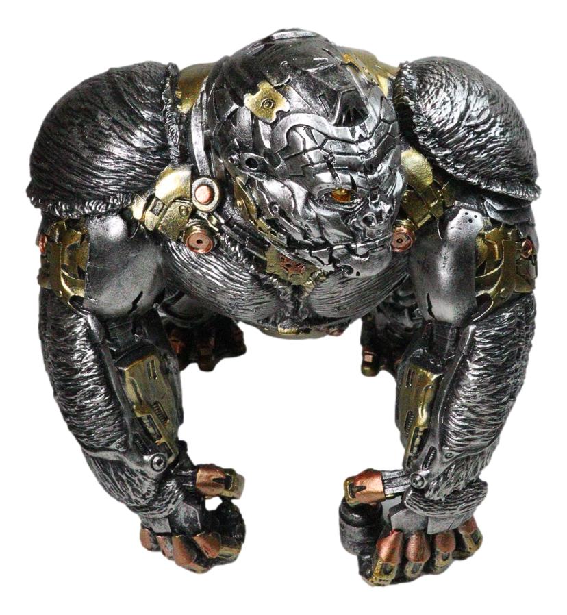 Steampunk Gearwork Cyborg Metallic Primate Silverback Gorilla Kong Figurine