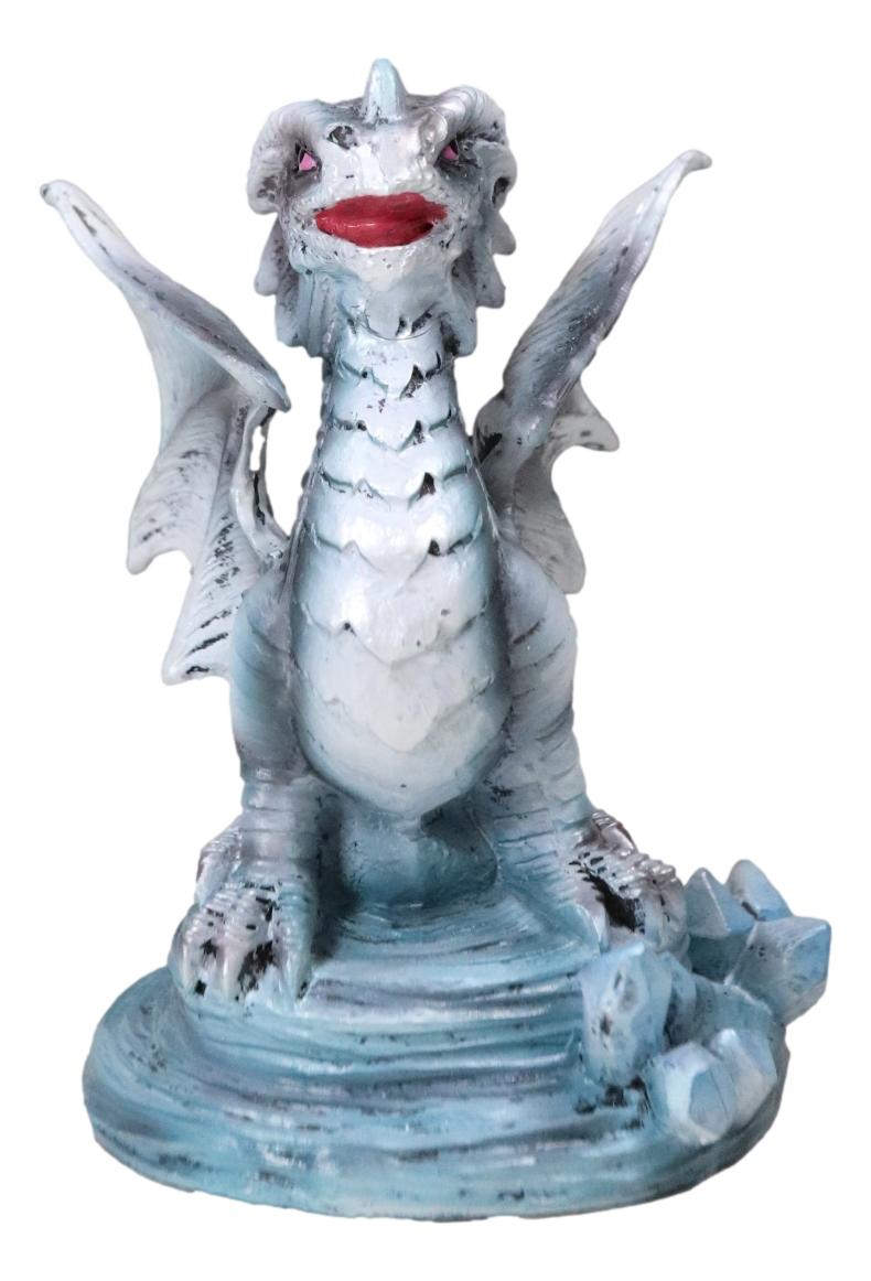 Ebros Baby Blue Sea Rock Dragon Wyrmling Collectible Statue 4.25" Long Figurine