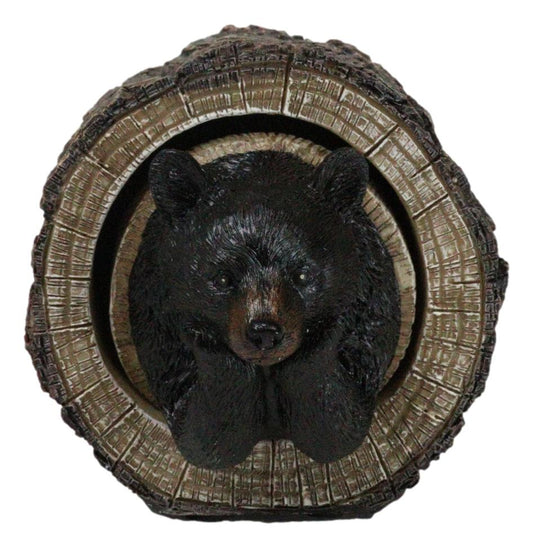 Daydreaming Black Bear in Tree Log Home Decorative Jewelry Trinket Box Figurine - Ebros Gift