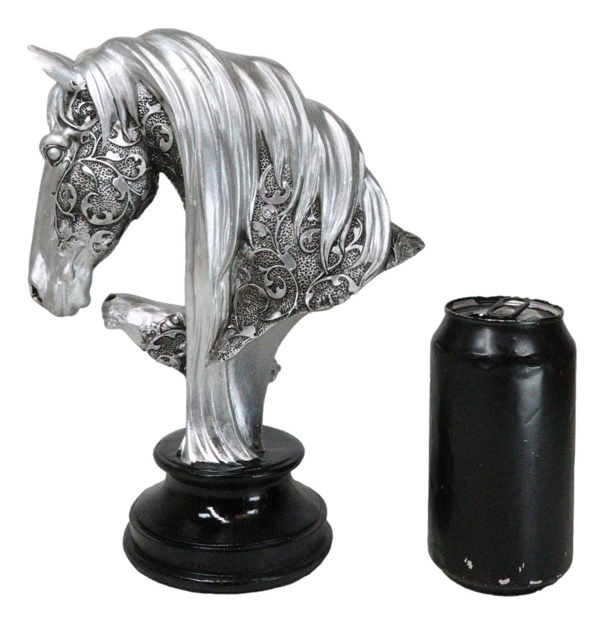 Silver Equine Mother Horse And Foal With Tooled Floral Vines Filigree Figurine