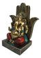 Hindu Elephant God Ganesha Seated On Hamsa Palm Hand of God Throne Figurine