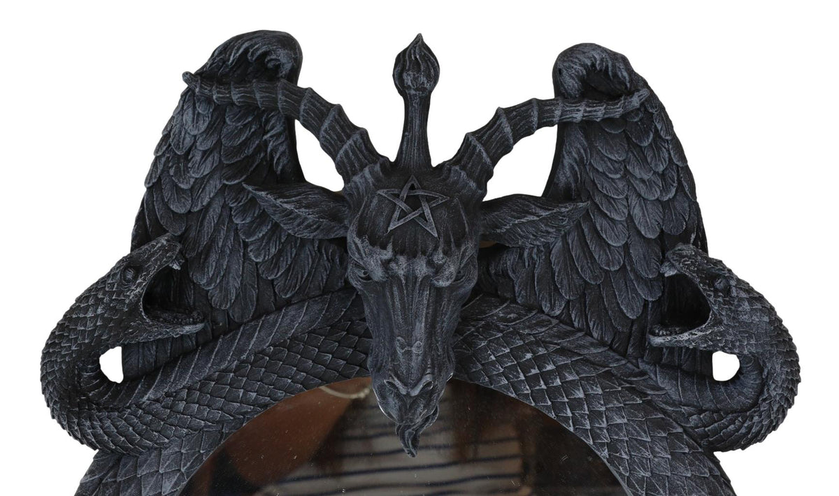 Occultic Sabbatic Goat Idol Baphomet With Caduceus Serpent Snakes Wall Mirror