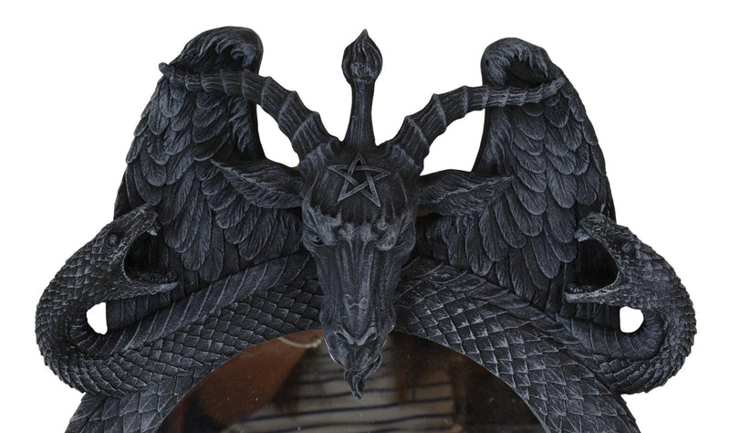 Occultic Sabbatic Goat Idol Baphomet With Caduceus Serpent Snakes Wall Mirror