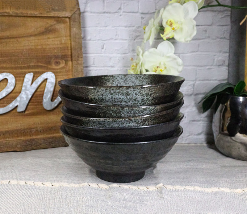 Pack Of 5 Charcoal Grey Tone Hakumu Collection Large Ramen Soup Dinner Bowl 40oz