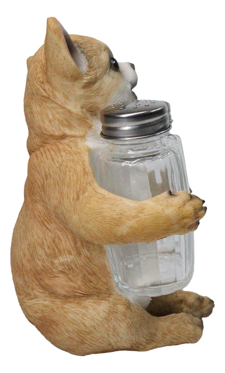 Cute Chihuahua Dog Salt and Pepper Glass Shakers Holder Kitchen Figurine