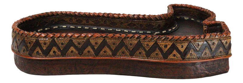 Southwest Rustic Aztec Navajo Diamond Pattern Cowboy Boot Jewelry Coin Dish Tray