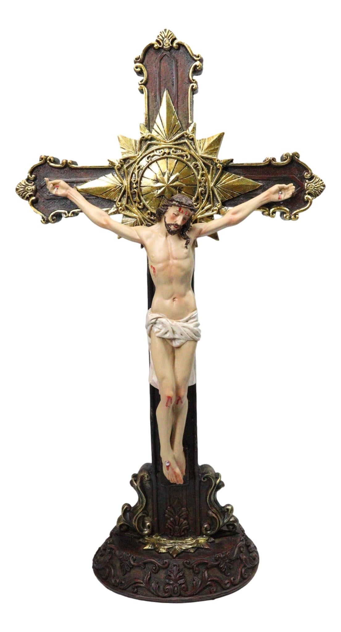Passion of Jesus Christ Crucified On The Cross With Pointed Star Desktop Plaque
