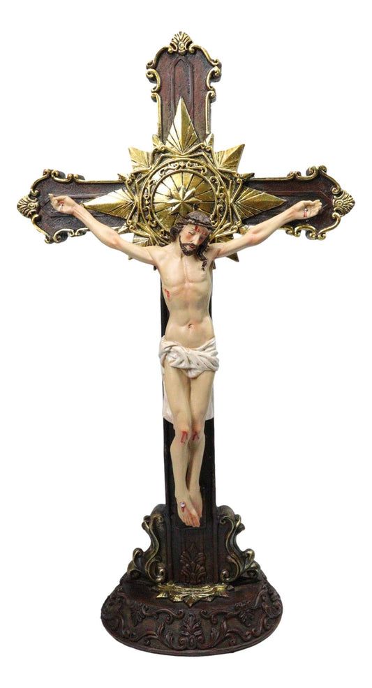 Passion of Jesus Christ Crucified On The Cross With Pointed Star Desktop Plaque