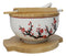 White Ume Plum Blossoms Donburi Ramen Bowl With Lid Trivet Spoon Chopsticks Set