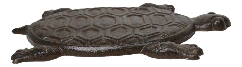 Set Of 4 Cast Iron Bronzed Sea Turtle Patterned Shell Garden Stepping Stones