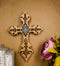 Southwestern Rustic Aztec Vectors Turquoise Diamond Cream Wall Cross Figurine