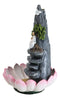 Zen Rocky Mountain Steppes With Monk On Giant Lotus Backflow Cone Incense Holder