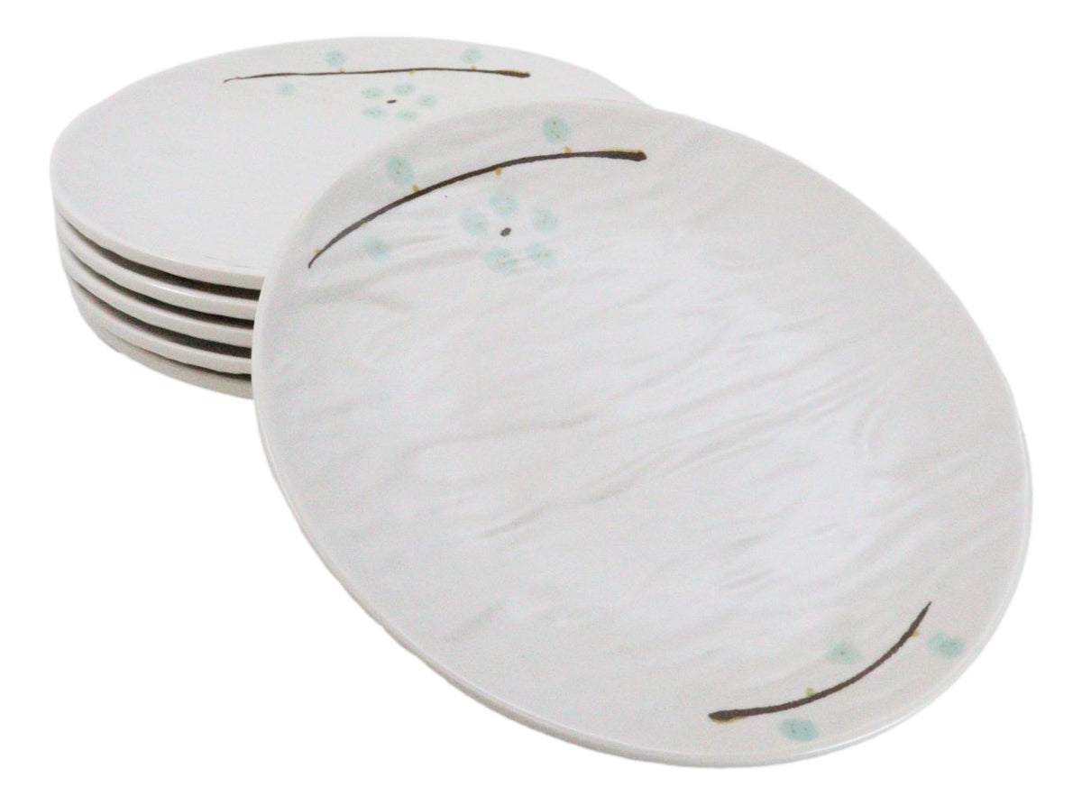 Set Of 6 Yukino Hana Snowflakes Melamine Appetizer Dessert Salad Round Plates 7"