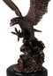 Patriotic Bald Eagle Swooping Into Ocean Waves Bronzed Resin Figurine With Base