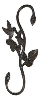 Pack of 2 Cast Iron Whimsical Hummingbird By Vine Planter Holder Wall Hook 11"H