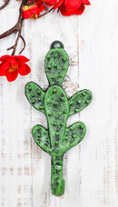 Pack Of 2 Cast Iron Verdi Green Southwest Bunny Ears Cactus Wall Hook Plaques