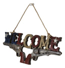 Rustic Western Texas Lone Star Dual Revolver Pistols Welcome Sign Wall Decor