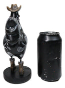 Black Western Country Cowboy Chicken Rooster Wearing Hat And Boots Figurine 8"H