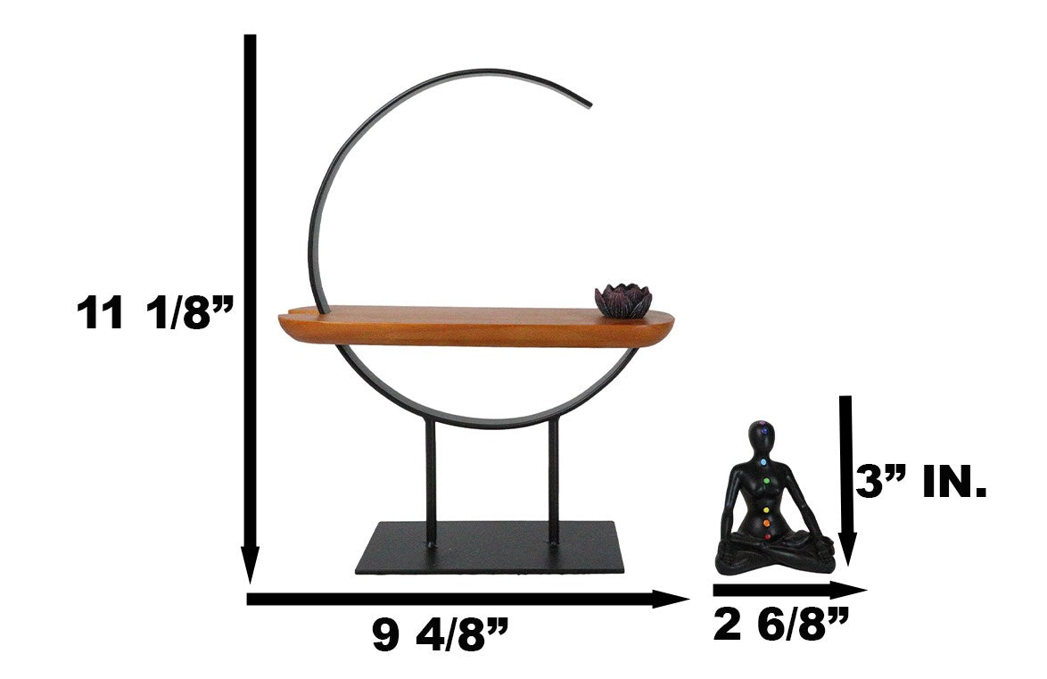 Zen Crescent Rainbow 7 Chakra Zones Black Yoga Avatar With Lotus Incense Burner