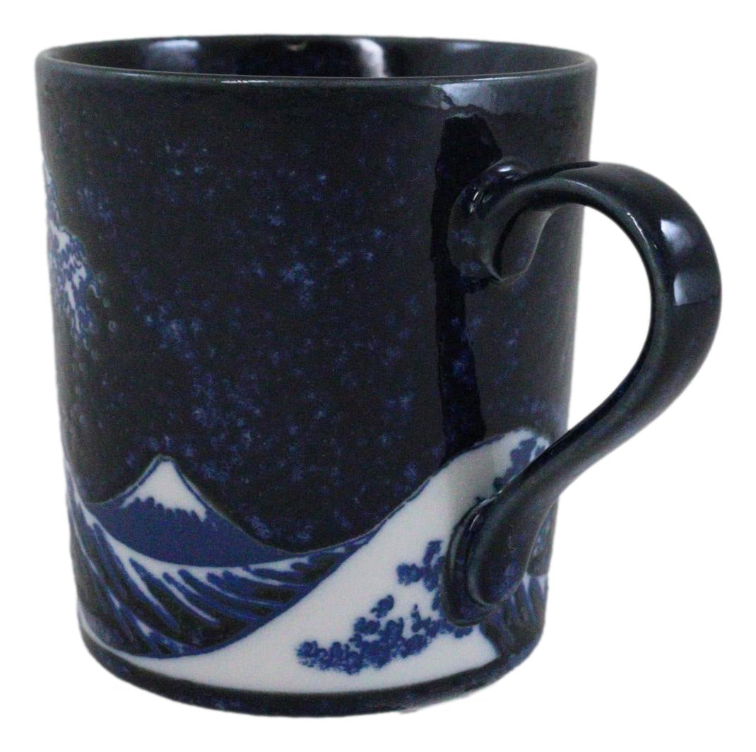Pack Of 4 Made In Japan Navy Blue Japanese Hokusai Great Wave Of Kanagawa Mugs