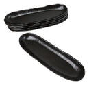 Pack Of 6 Kokuyo Modern Black Ceramic Wavy Oblong Long Serving Platters 13.25"L