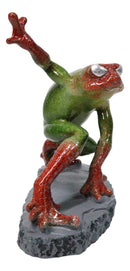 Green and Red Superhero Frog Spider Man in 3 Point Hero Pose Decor Figurine