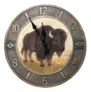 Frontier Land Legacy Southwestern Bison Wall Clock American Buffalo Sculpture