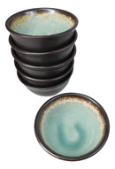 Pack Of 6 Crackle Green Midori Kannyu Ceramic Small Appetizer Rice Bowls 10oz