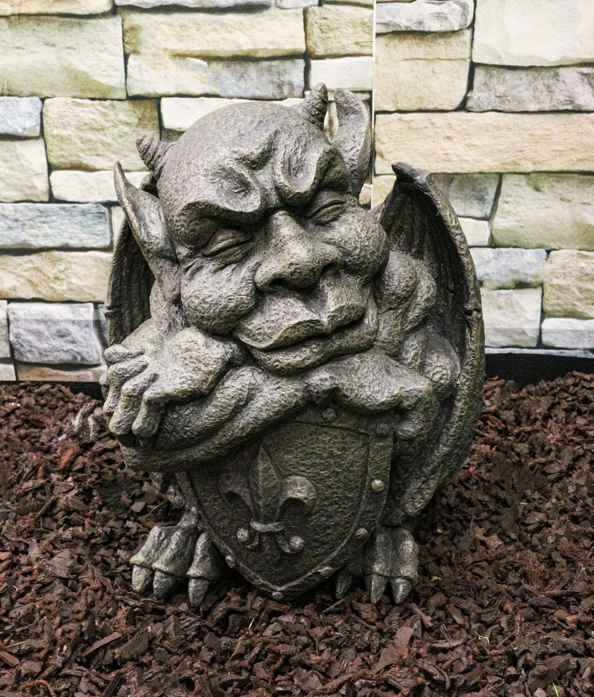 Set of 2 Gothic Notre Dame Gargoyle Shield And Sword Bearer Chimera Figurines