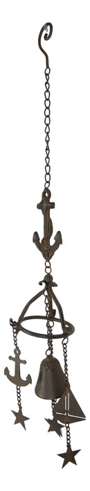 Cast Iron Rustic Marine Ship Anchor Sailboat Rudder Helm Wheel Wind Chime Bell