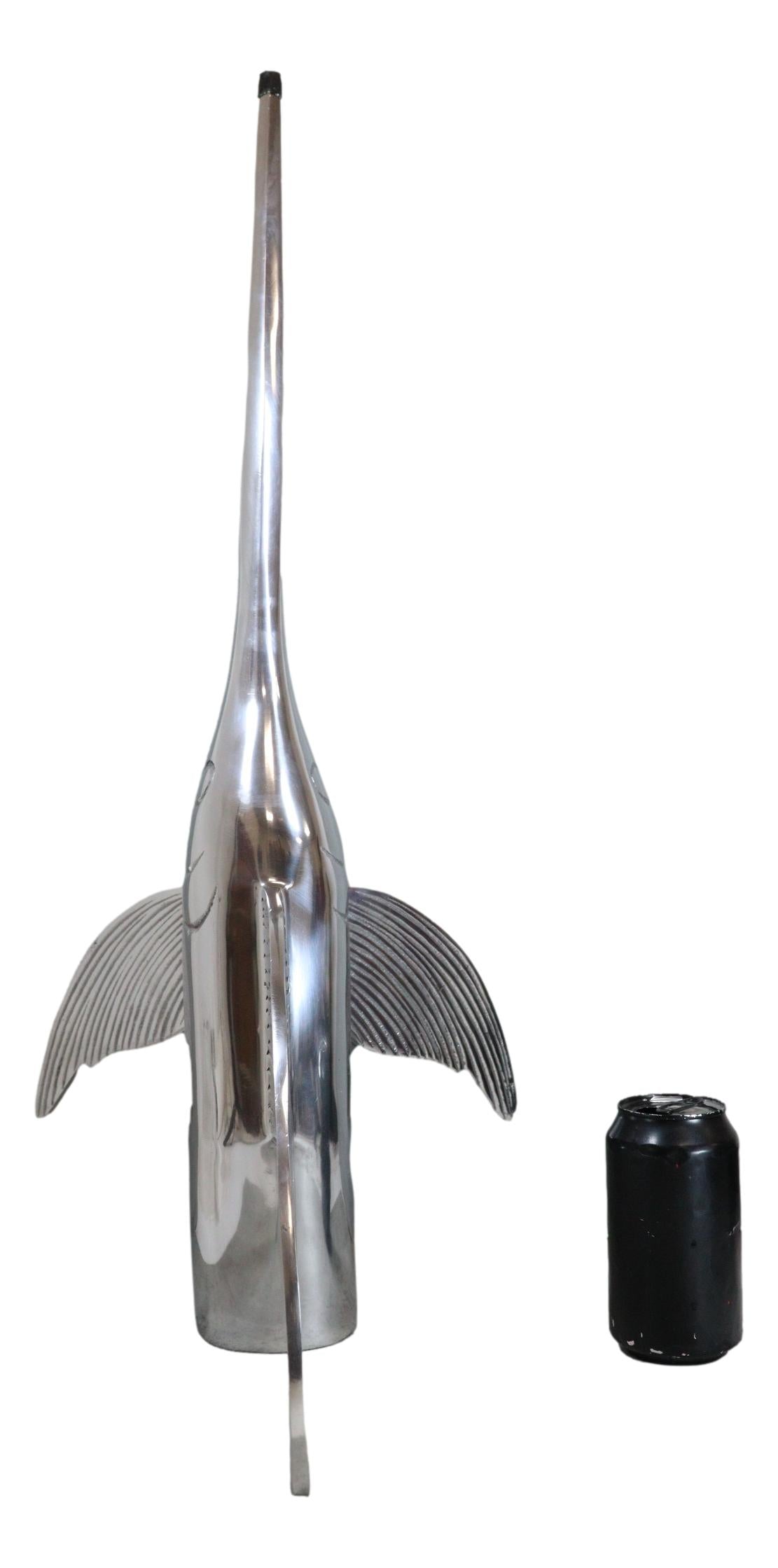 Large Nautical Marine Coastal Polished Aluminum Swordfish Wall Head Decor Plaque