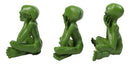 UFO Space Green ET Roswell Aliens See Hear Speak No Evil Figurines 3"H
