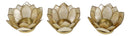 Pack Of 3 Seashells Lotus Flower Yellow Gold Votive Tea Light Candle Holders