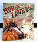 Rustic Western Horse Couple Lovers Faux Wood Wall Decor Frameless Picture Plaque