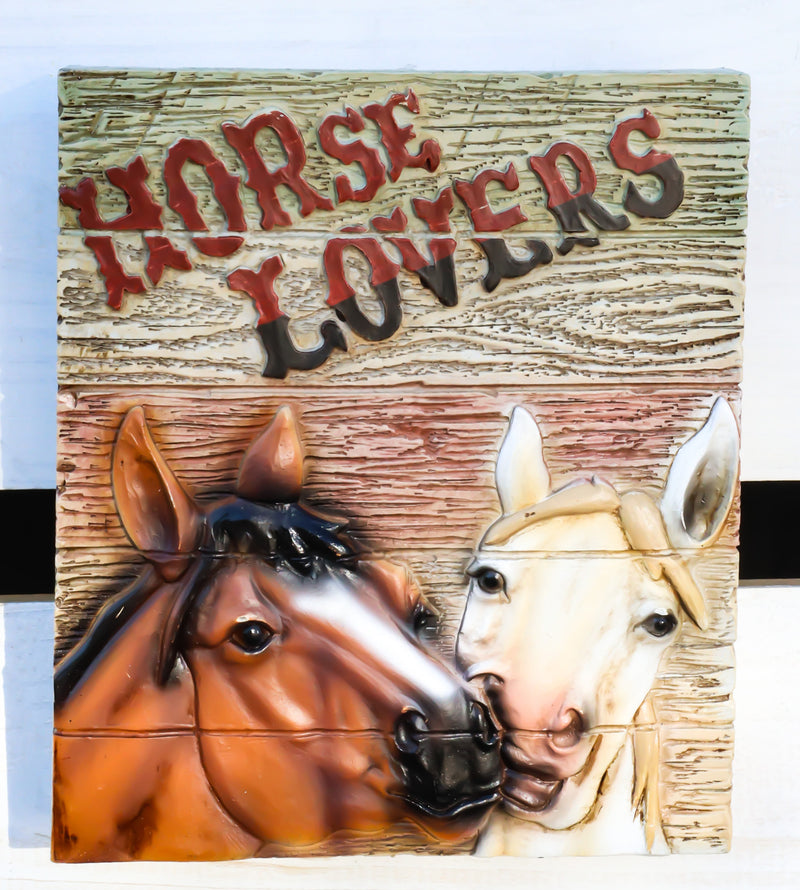 Rustic Western Horse Couple Lovers Faux Wood Wall Decor Frameless Picture Plaque