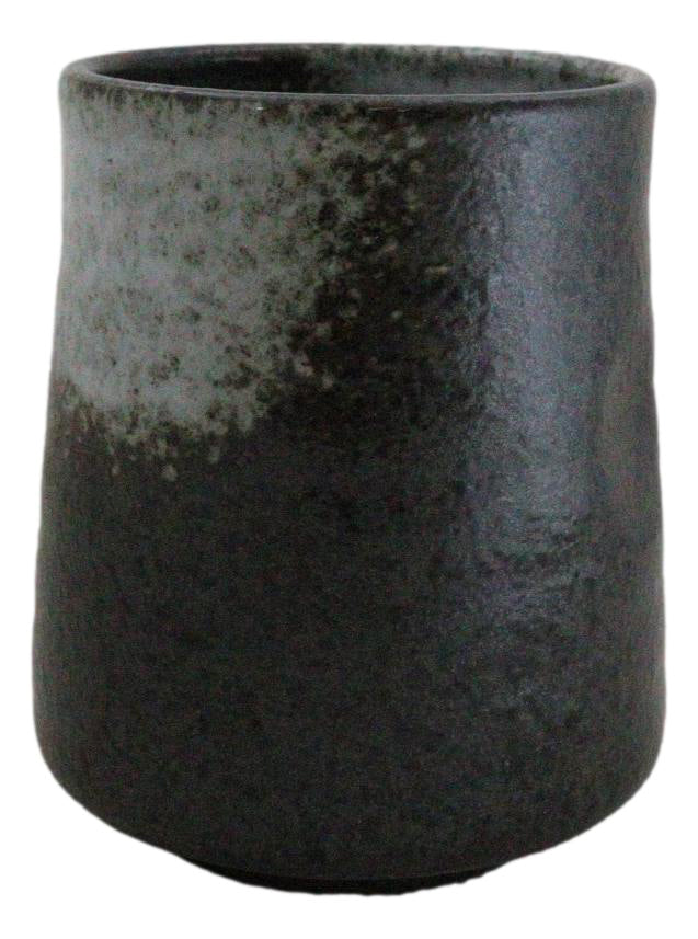 Pack Of 6 Charcoal Grey Tone Hakumu Reactive Glaze Ceramic Yunomi Tea Cups 9oz