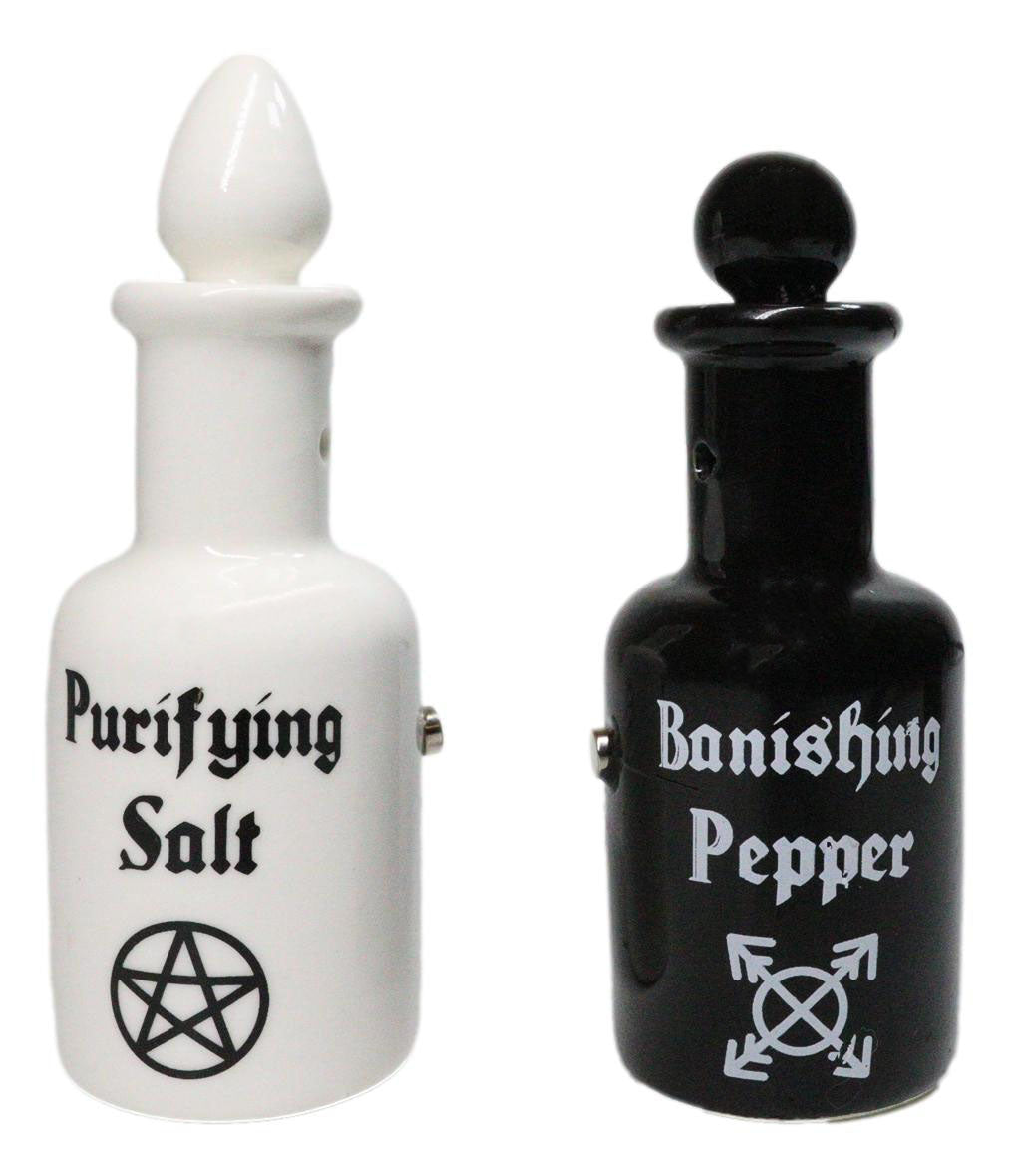 Magic Potion Bottles Purifying Salt And Banishing Pepper Ceramic Shakers Set