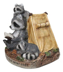 Bedtime Story Raccoon Mother & Cubs Figurine Raccoon Family Reading by Tent