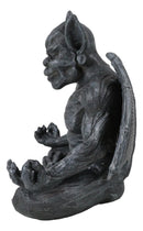 Medieval Gothic Horned Demonic Gargoyle With Wings in Yoga Meditation Figurine