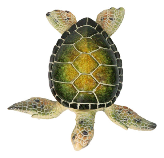 Marine Swimming Green Shell Sea Turtle Decorative Jewelry Trinket Box Figurine