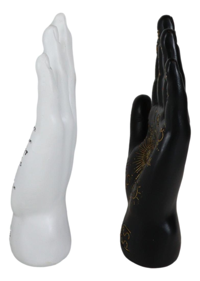 Ebros Psychic Fortune Teller Palmistry Hand Palm Figurine (Black & White Set) - Ebros Gift
