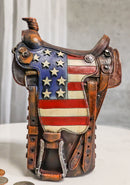 Rustic Western Cowboy Horse American Flag Saddle Money Coin Savings Piggy Bank