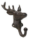 Pack Of 2 Cast Iron Rustic Elk Deer Head With Antlers Wall Coat Hook Sculptures
