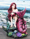 Siren Mermaid Sitting By Sunken Ship Anchor Skull Corals Ocean Graveyard Statue