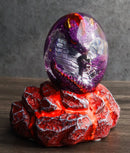 Purple Dragon In Acrylic Glass Egg With Aqua Crystals And LED Lava Rock Bases