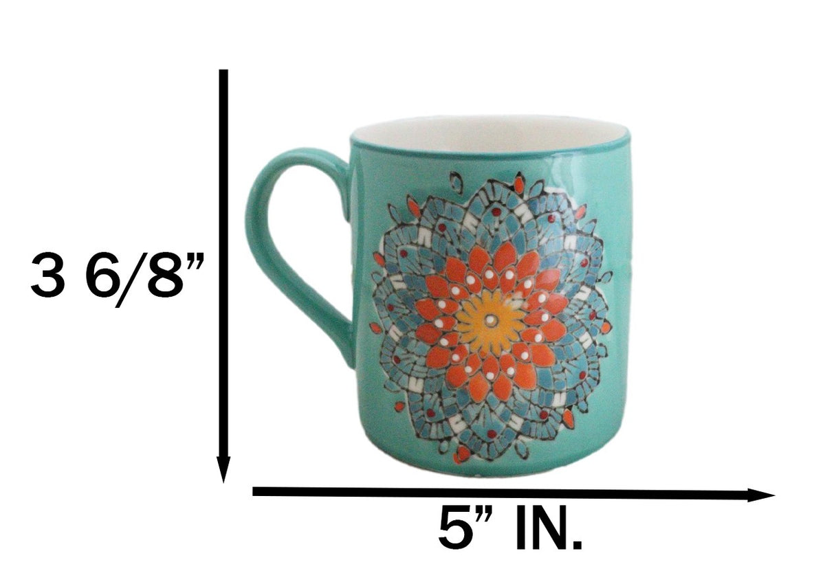 Green Anahata Heart Chakra Zen Flower Of Life Mandala Circle Ceramic Mug Cup